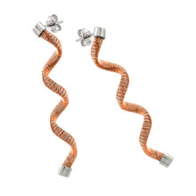 Load image into Gallery viewer, Sterling Silver Rose Gold Plated Fashionable Long Spiral Dangle Earrings with Friction Back Post