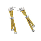 Sterling Silver Gold Plated Stylish Double Dangling Long Stud Earrings with Friction Back Post