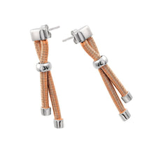 Load image into Gallery viewer, Sterling Silver Rose Gold Plated Stylish Double Dangling Long Stud Earrings with Friction Back Post
