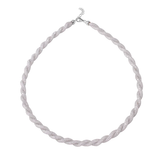 Sterling Silver Rhodium Plated Rope-Mesh Inlay Swarovski Crystals Necklace