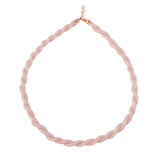 Sterling Silver Rose Gold Plated Rope-Mesh Inlay Swarovski Crystals Necklace