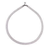 Sterling Silver Black Rhodium Plated Mesh Inlay Swarovski Crystals Necklace