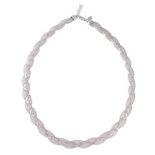 Load image into Gallery viewer, Sterling Silver Rhodium Plated Mesh WrapInlay Swarovski Crystals Necklace