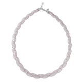 Sterling Silver Rhodium Plated Mesh WrapInlay Swarovski Crystals Necklace