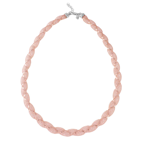 Sterling Silver Rose Gold Plated Mesh WrapInlay Swarovski Crystals Necklace