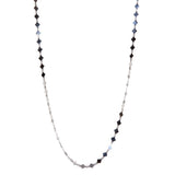 Sterling Silver Rhodium Plated Flat Diamond Square Necklace
