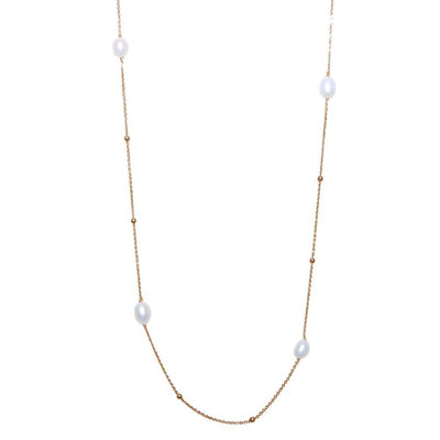 Sterling Silver Gold Plated Necklace with Freshwater Pearls and Beads