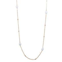 Sterling Silver Gold Plated Bead and Pearl Necklace