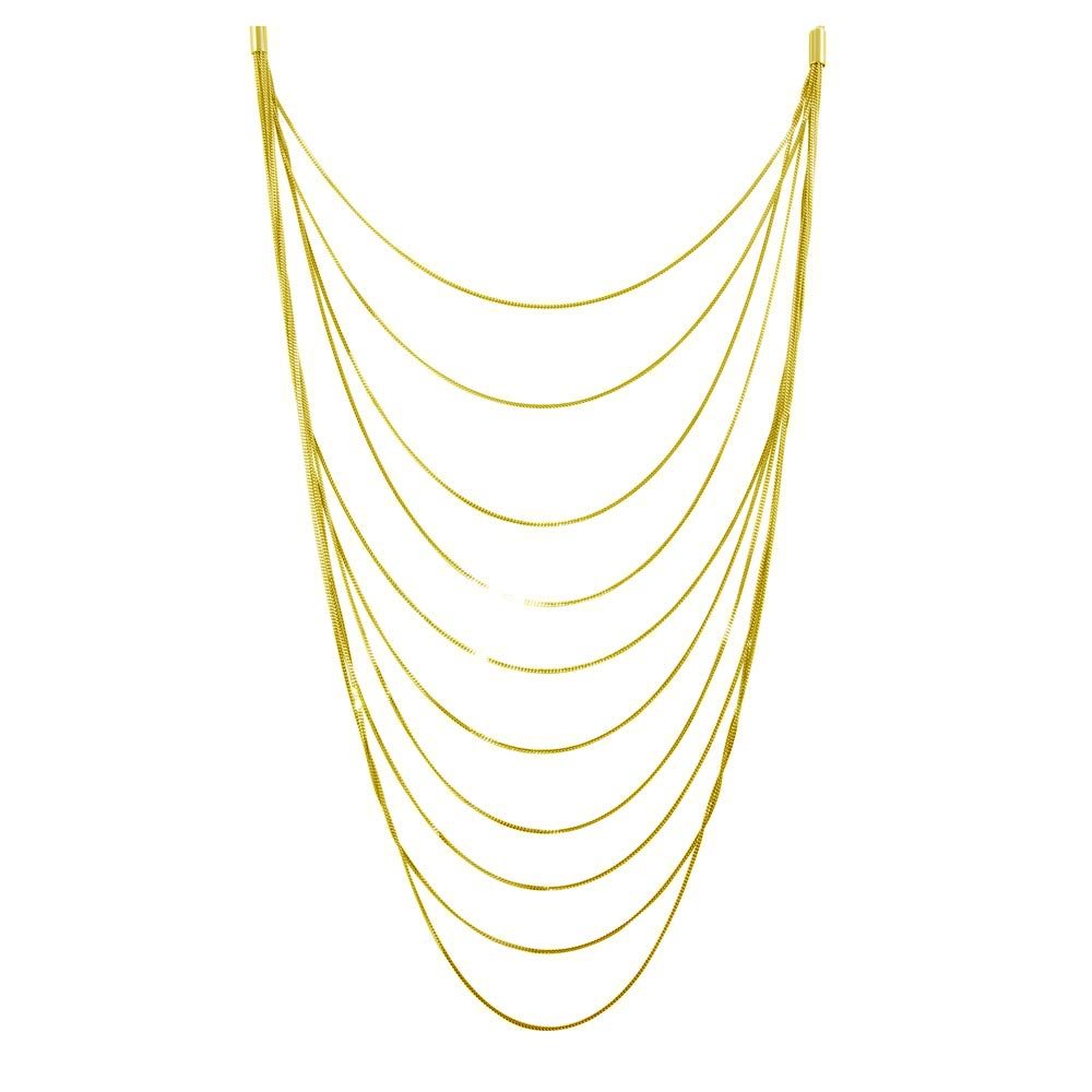 Sterling Silver Gold Plated Multiple Chain Necklace