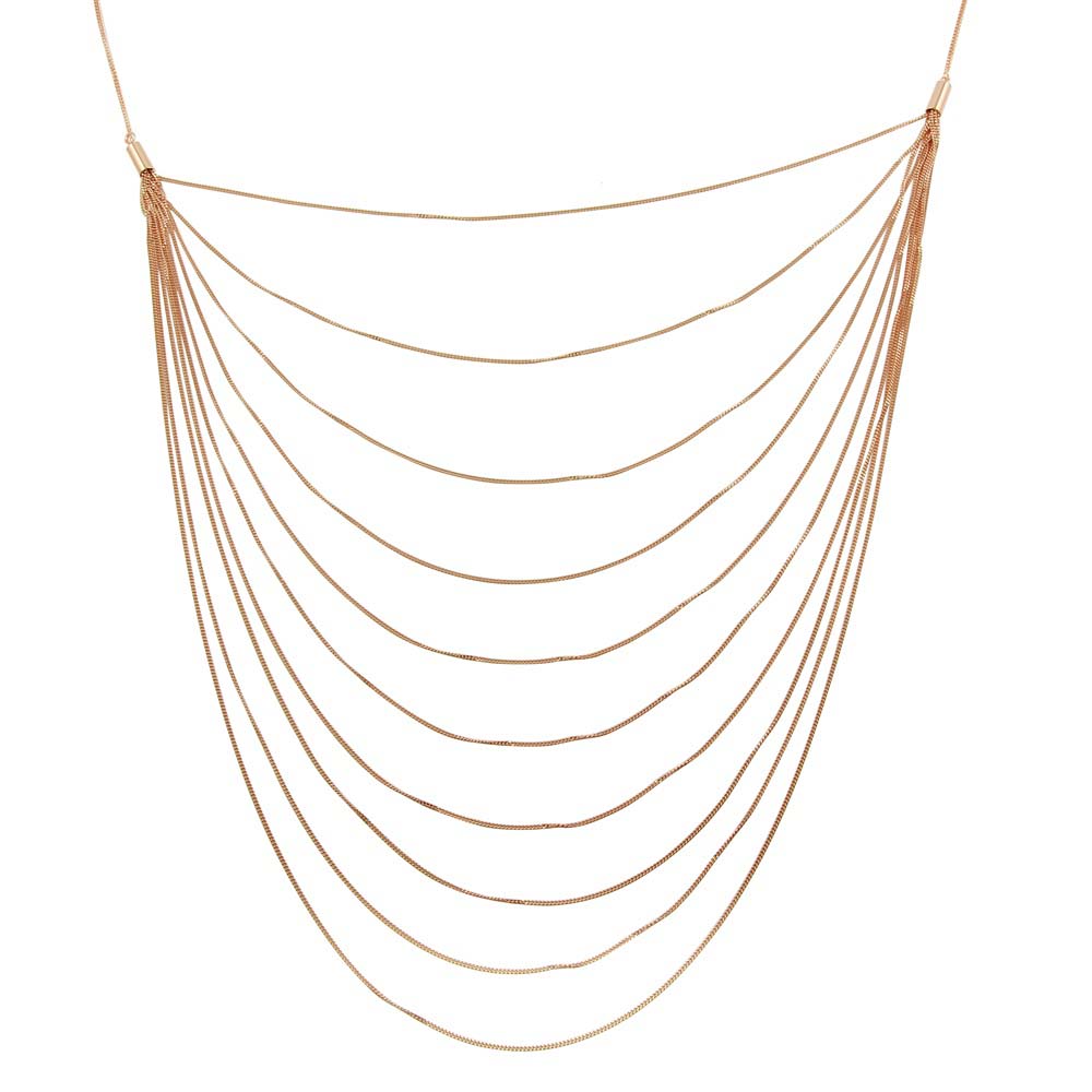 Sterling Silver Rose Gold Plated Multiple Chain Necklace