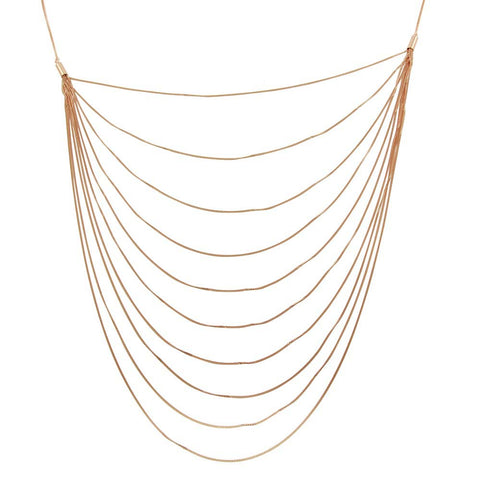 Sterling Silver Rose Gold Plated Multiple Chain Necklace