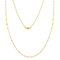Sterling Silver Gold Plated Alternating Bead Crescent Moon Necklace