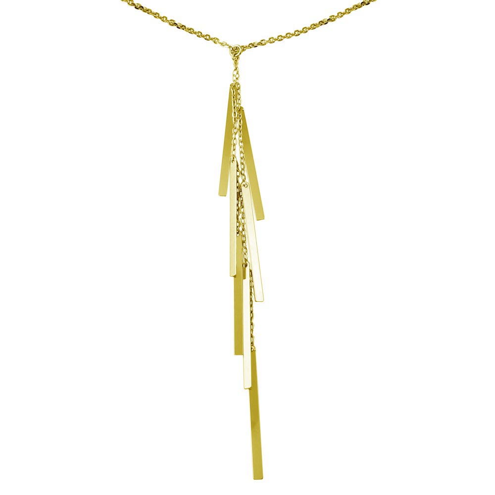 Sterling Silver Gold Plated Dangling Bar Necklace