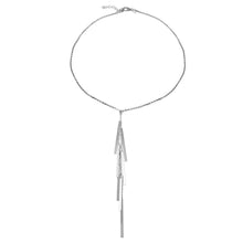 Load image into Gallery viewer, Sterling Silver Rhodium Plated Dangling Bar Necklace