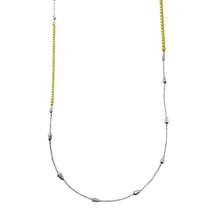 Load image into Gallery viewer, Sterling Silver Gold and Rhodium Plated 34 Inches Chain Beaded Necklace
