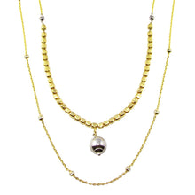 Load image into Gallery viewer, Sterling Silver Gold Plated Multi Chain Cube and Bead Necklace