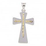 Sterling Silver Two Tone Large Cross Pendant