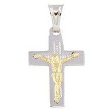 Load image into Gallery viewer, Sterling Silver Two Tone Small Jesus Cross Pendant