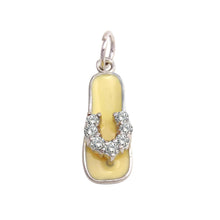 Load image into Gallery viewer, Sterling Silver Rhodium Plated White Enamel Clear CZ Sandal Pendant