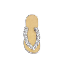 Load image into Gallery viewer, Sterling Silver Rhodium Plated Yellow Enamel Clear CZ Sandal Pendant