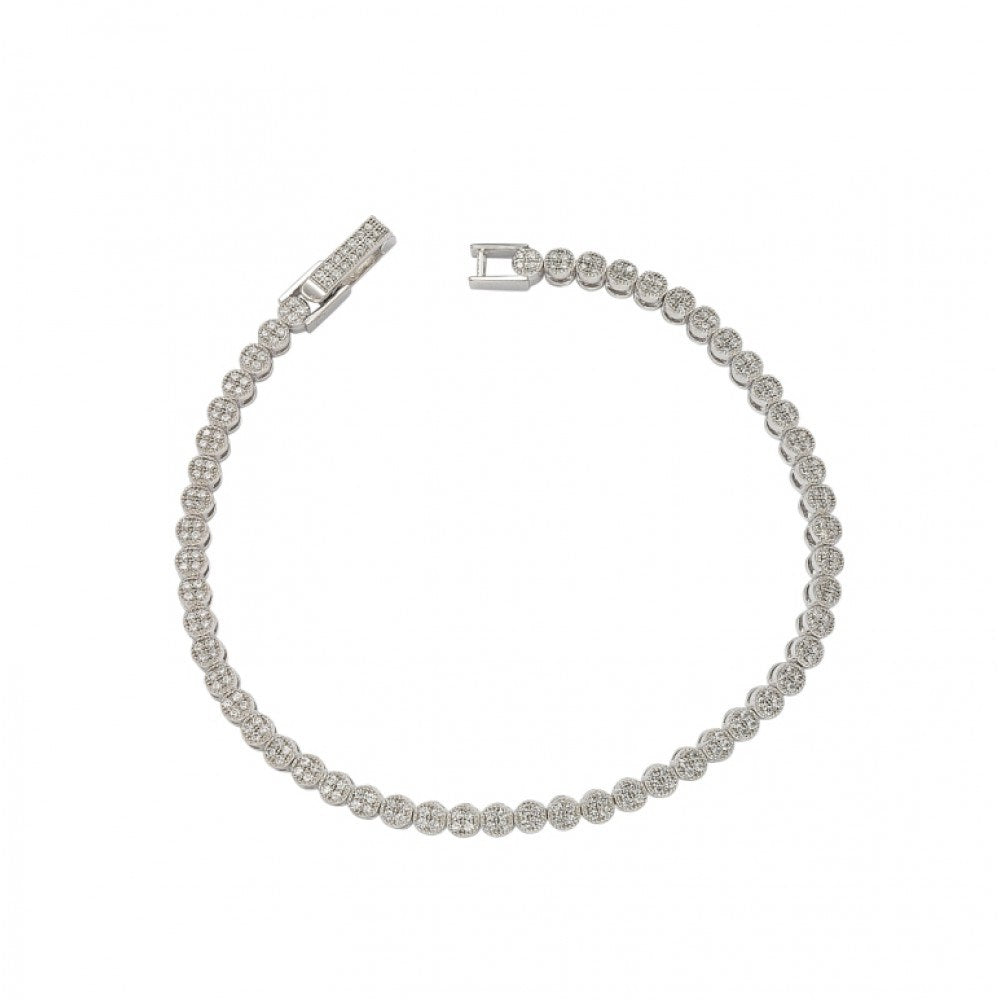 Sterling Silver Rhodium Plated Multiple Clear Micro Pave Tennis CZ Bracelet