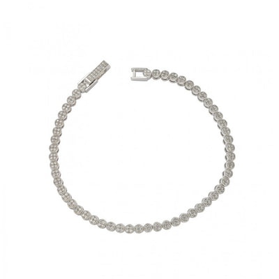Sterling Silver Rhodium Plated Multiple Clear Micro Pave Tennis CZ Bracelet