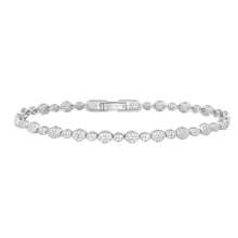 Load image into Gallery viewer, Sterling Silver Rhodium Plated Multiple Circle and Marquis Clear Tennis Micro Pave CZ Bracelet
