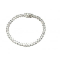Sterling Silver Rhodium Plated Multiple Circle Clear Tennis Micro Pave CZ Bracelet