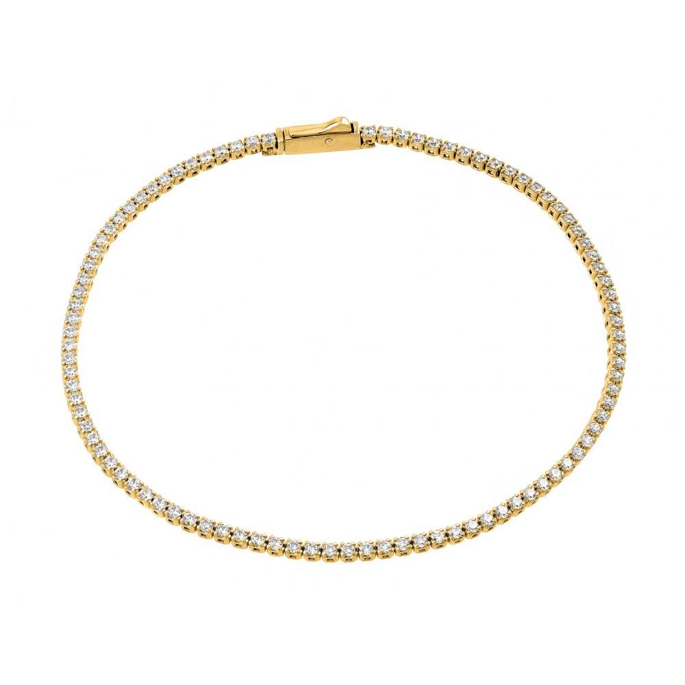 Sterling Silver Gold Plated Multiple Circle Clear Tennis Micro Pave CZ Bracelet