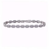 Sterling Silver Rhodium Plated Square Micro Pave Link CZ Tennis Bracelet