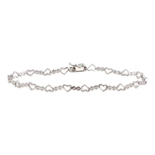Load image into Gallery viewer, Sterling Silver Rhodium Plated Heart and Circles CZ Accented Bracelet
