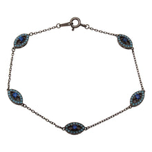 Load image into Gallery viewer, Sterling Silver Black Rhodium Multiple Evil Eye Bracelet