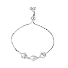 Load image into Gallery viewer, Sterling Silver Rhodium Plated Open CZ Hamsa Hand Lariat Bracelet