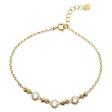 Load image into Gallery viewer, Sterling Silver Gold Plated Beaded 3 Stones Link Bracelet