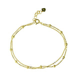 Sterling Silver Gold Plated Double Strand DC Bead Chain Bracelet