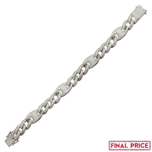 Load image into Gallery viewer, Sterling Silver Rhodium Plated CZ Encrusted Figaro MarinerBracelet