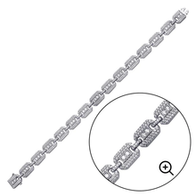 Load image into Gallery viewer, Sterling Silver Rhodium Plated CZ Square Link Bracelet-8.8mm