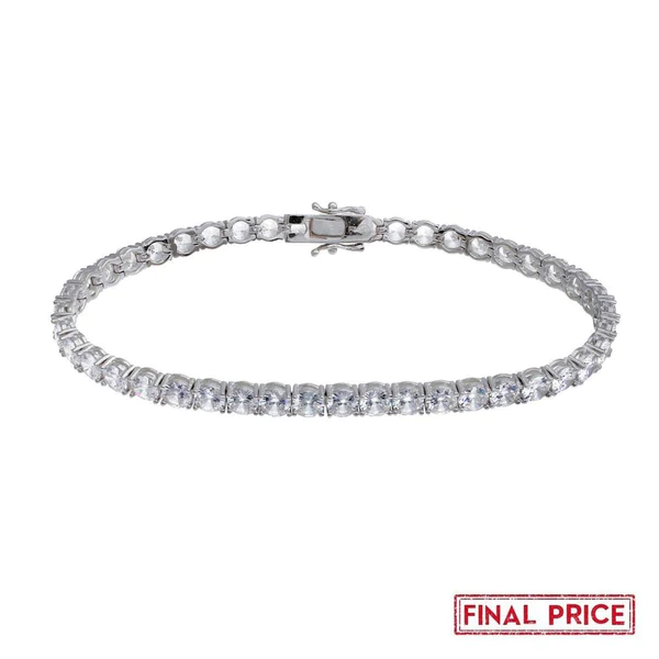 Sterling Silver Rhodium Plated Round CZ Tennis Bracelet-5mm