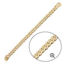 Load image into Gallery viewer, Sterling Silver Gold Plated CZ Encrusted Miami Cuban Link Hip Hop Bracelet Width-11.5mm