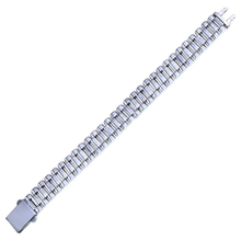 Load image into Gallery viewer, Sterling Silver Rhodium Plated CZ Link Hip Hop Bracelet Width-15.6mm