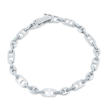 Load image into Gallery viewer, Sterling Silver Rhodium Plated Mariner Style CZ Link Bracelet, Length 7.5"