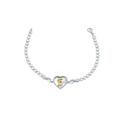 Sterling Silver Rhodium Plated Diamond Cut Quincinera Heart Infinity Clear CZ Bracelet