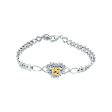 Load image into Gallery viewer, Sterling Silver Rhodium Plated Diamond Cut Quincinera Heart Clear CZ Bracelet
