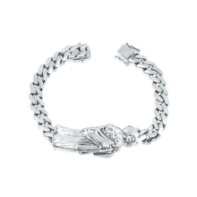 Load image into Gallery viewer, Sterling Silver Rhodium Plated St Jude Cuban Bracelet, Length 8"