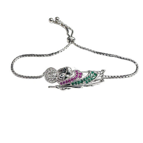 Sterling Silver Rhodium Plated St Jude Cuban Box Lariat Bracelet-13mm