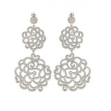 Load image into Gallery viewer, Sterling Silver Nickel Free Rhodium Plated Micro Pave Teardrop Chandelier Dangling Shaped Earring With CZ Stones