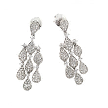Load image into Gallery viewer, Sterling Silver Nickel Free Rhodium Plated Micro Pave Filigree Chandelier Dangling Shaped Stud Earring With CZ Stones
