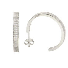 Load image into Gallery viewer, Sterling Silver Semi Hoop Earrings With CZ Stones