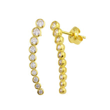 Load image into Gallery viewer, Sterling Silver Gold Plated Dangling Clear Earrings