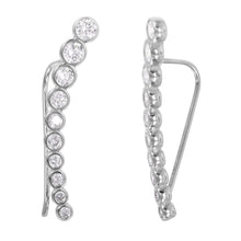 Load image into Gallery viewer, Sterling Silver Nickle Free Rhodium Plated Drop Shaped Earrings With CZ Stones